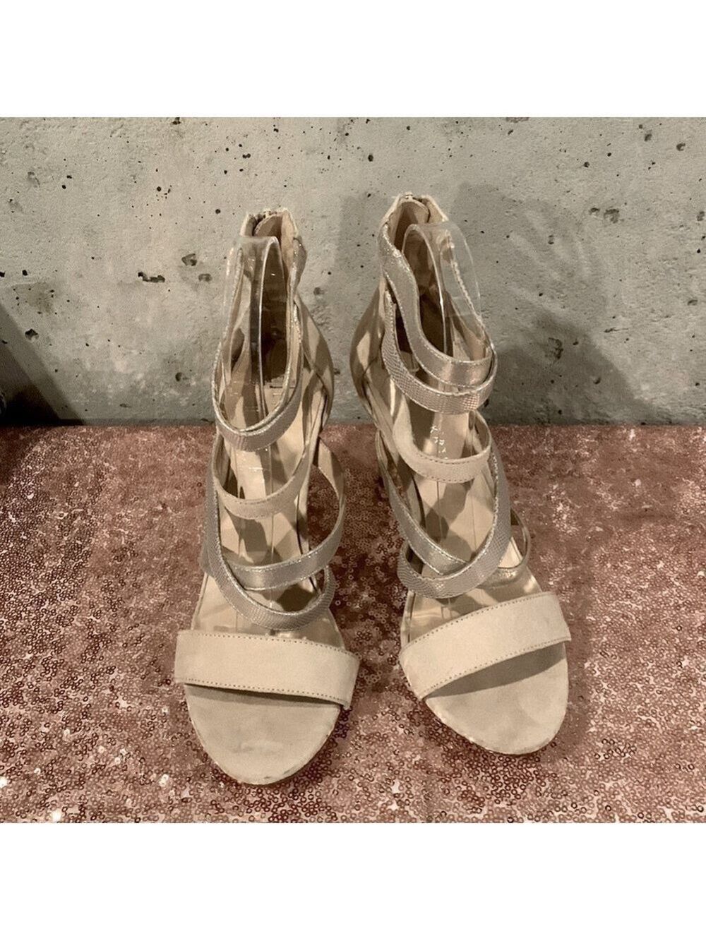 Kelly & Katie Bonavilla Open-Toe Strappy Heel Sandals - Size 8